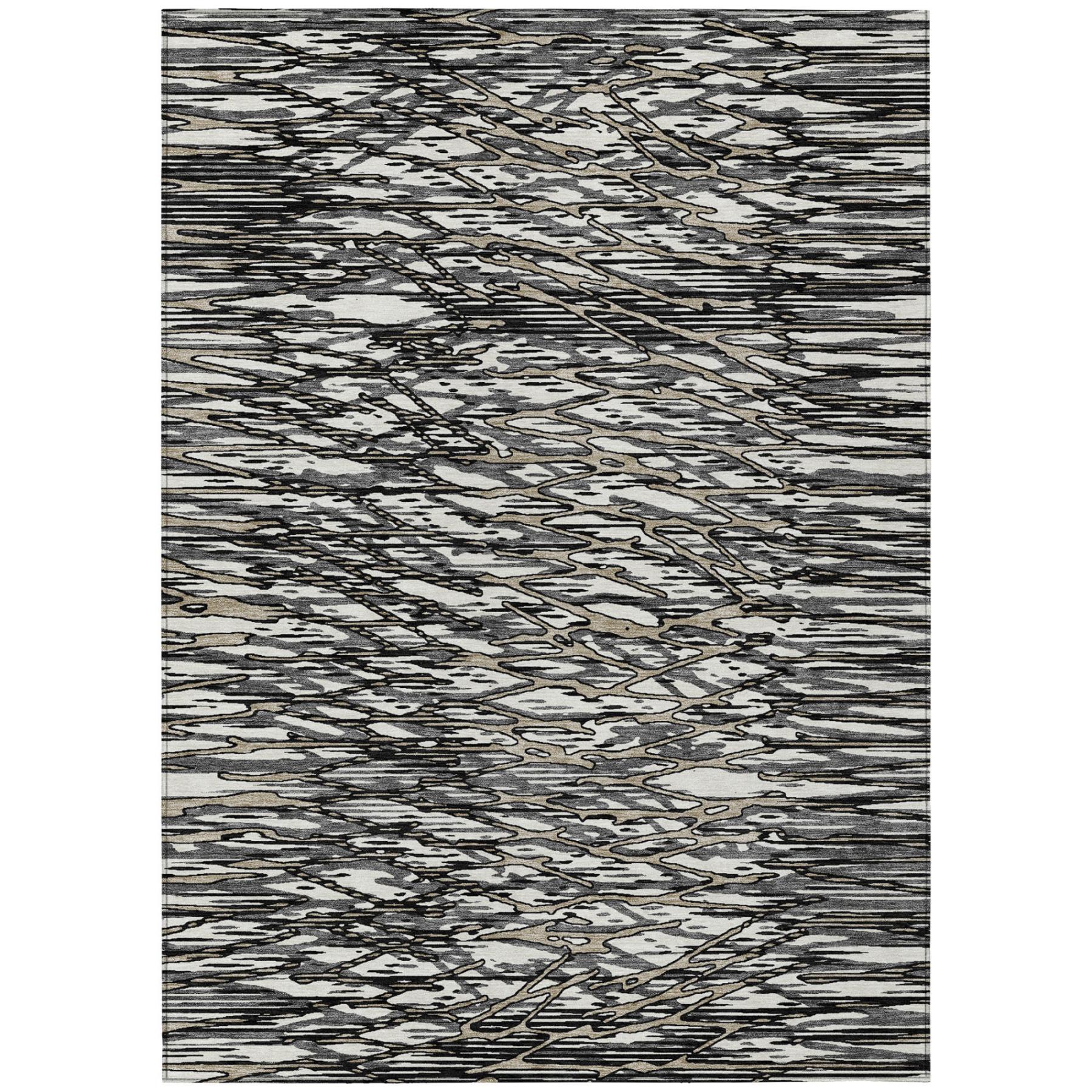 3' X 5' Black And Gray Abstract Washable Indoor Outdoor Area Rug Homeroots Outdoor