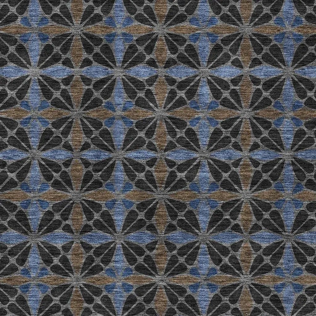 3' X 5' Black And Gray Geometric Washable Indoor Outdoor Area Rug Homeroots Outdoor