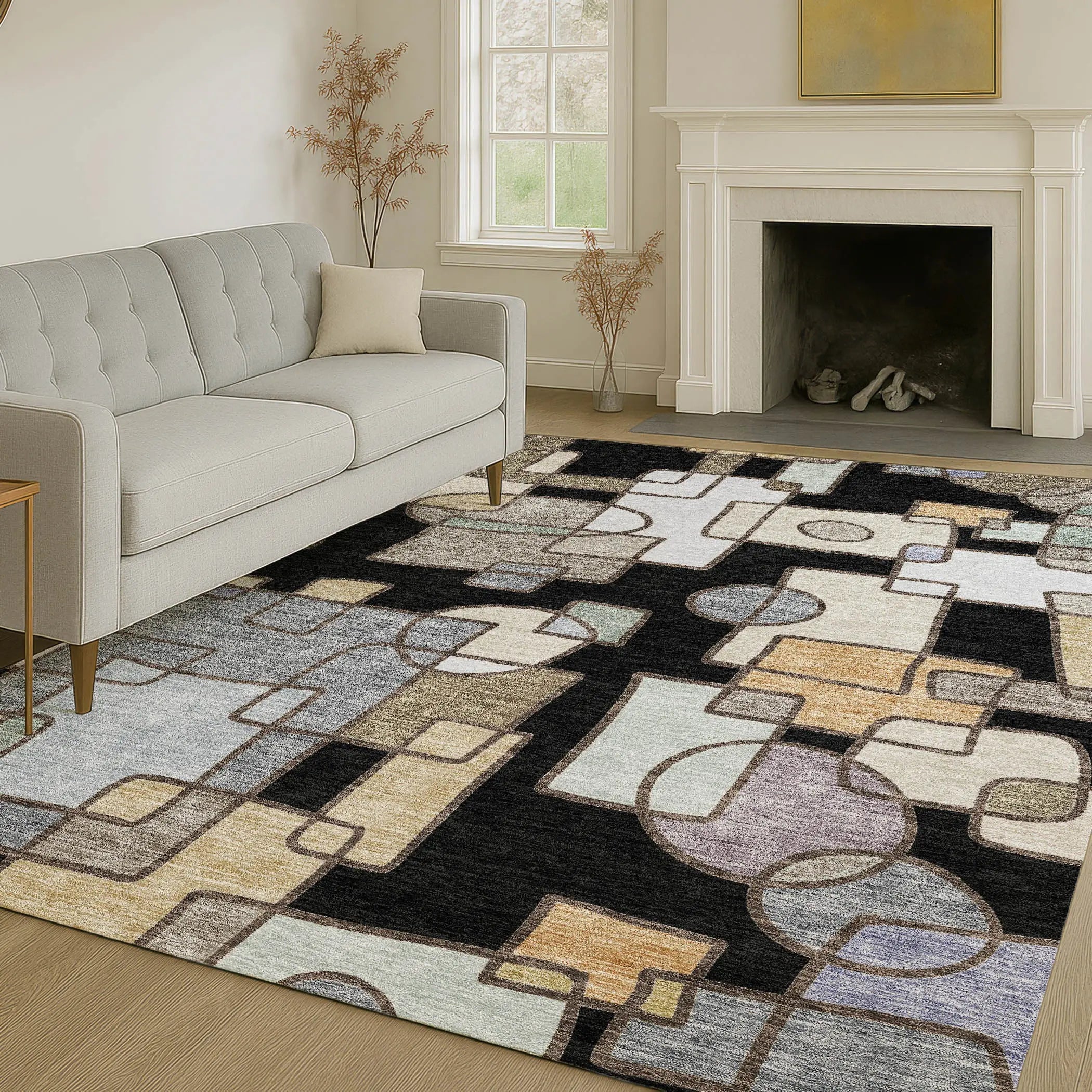 3' X 5' Black And Gray Geometric Washable Indoor Outdoor Area Rug Homeroots Outdoor
