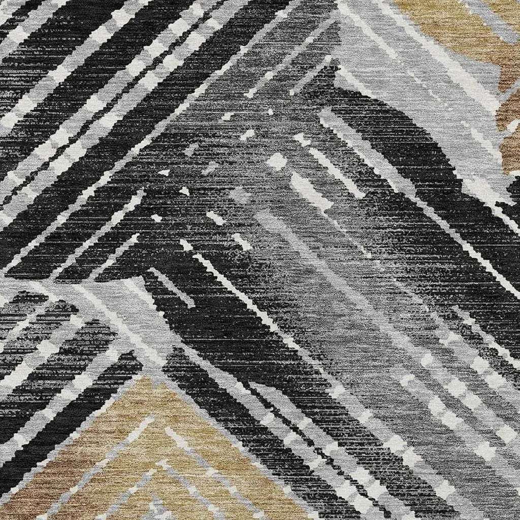 3' X 5' Black And Gray Geometric Washable Indoor Outdoor Area Rug Homeroots Outdoor
