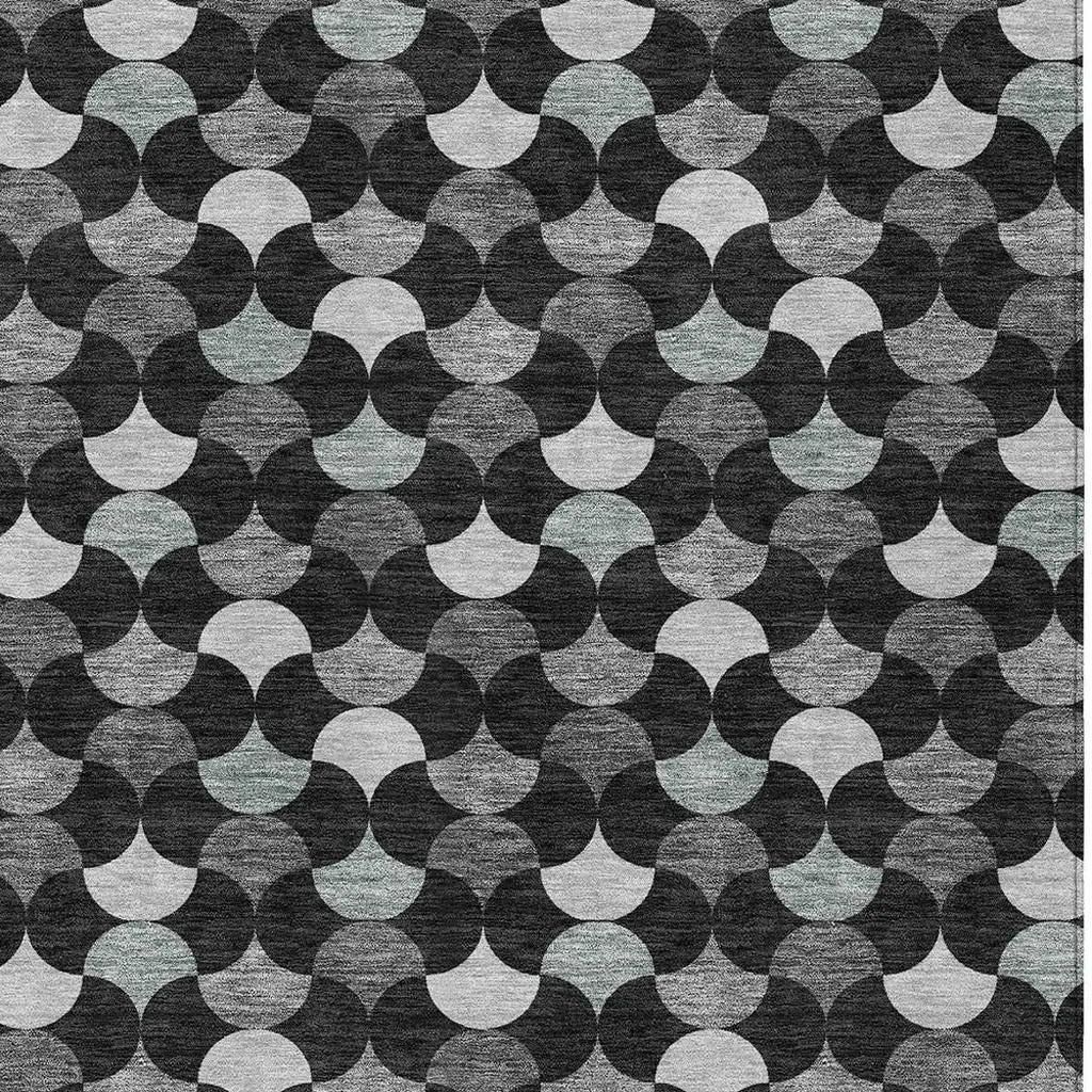 3' X 5' Black And Gray Geometric Washable Indoor Outdoor Area Rug Homeroots Outdoor