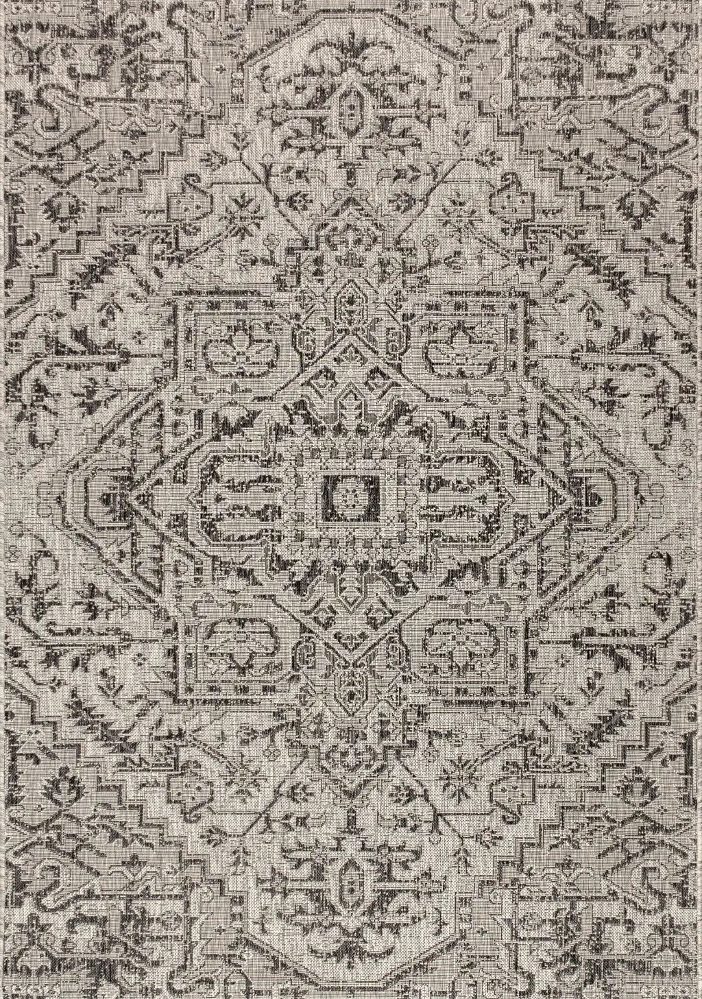 3' X 5' Black And Gray Medallion Indoor Outdoor Area Rug Homeroots Outdoor