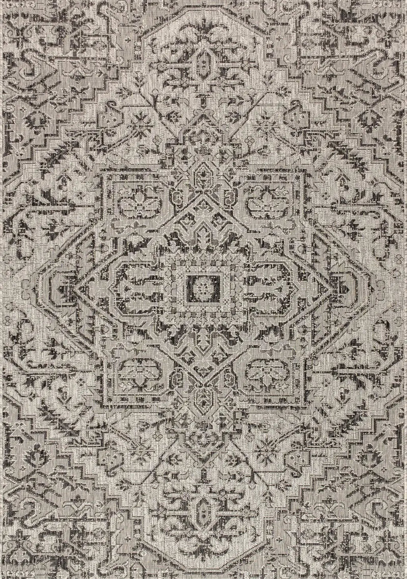 3' X 5' Black And Gray Medallion Indoor Outdoor Area Rug Homeroots Outdoor