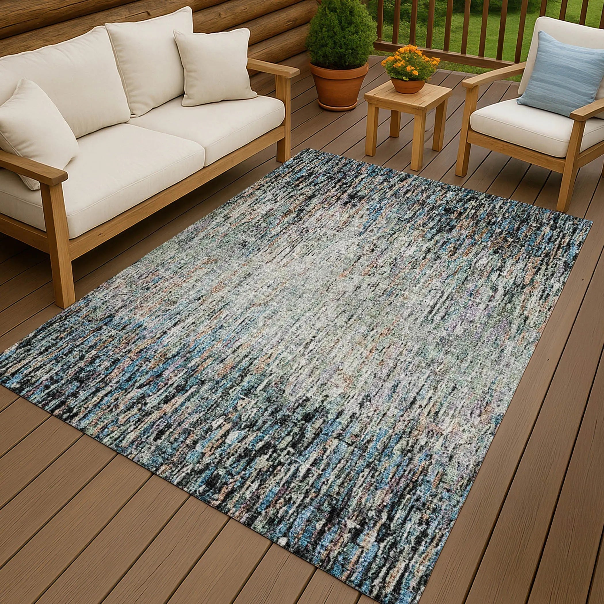 3' X 5' Black And Gray Striped Washable Indoor Outdoor Area Rug Homeroots Outdoor