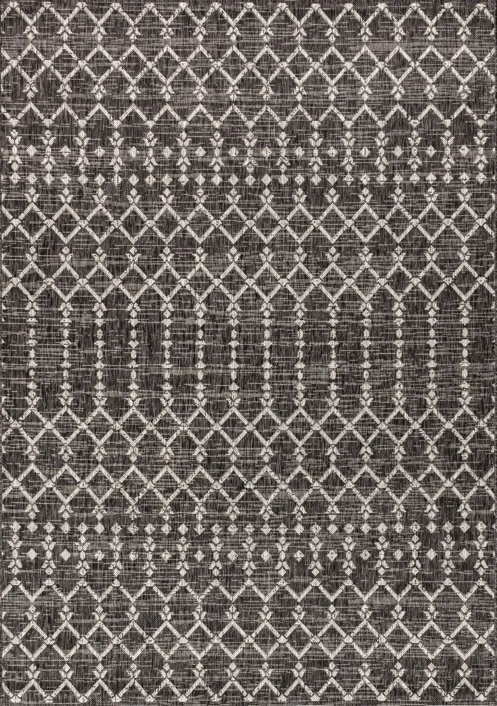 3' X 5' Black And Gray Trellis Indoor Outdoor Area Rug Homeroots Outdoor