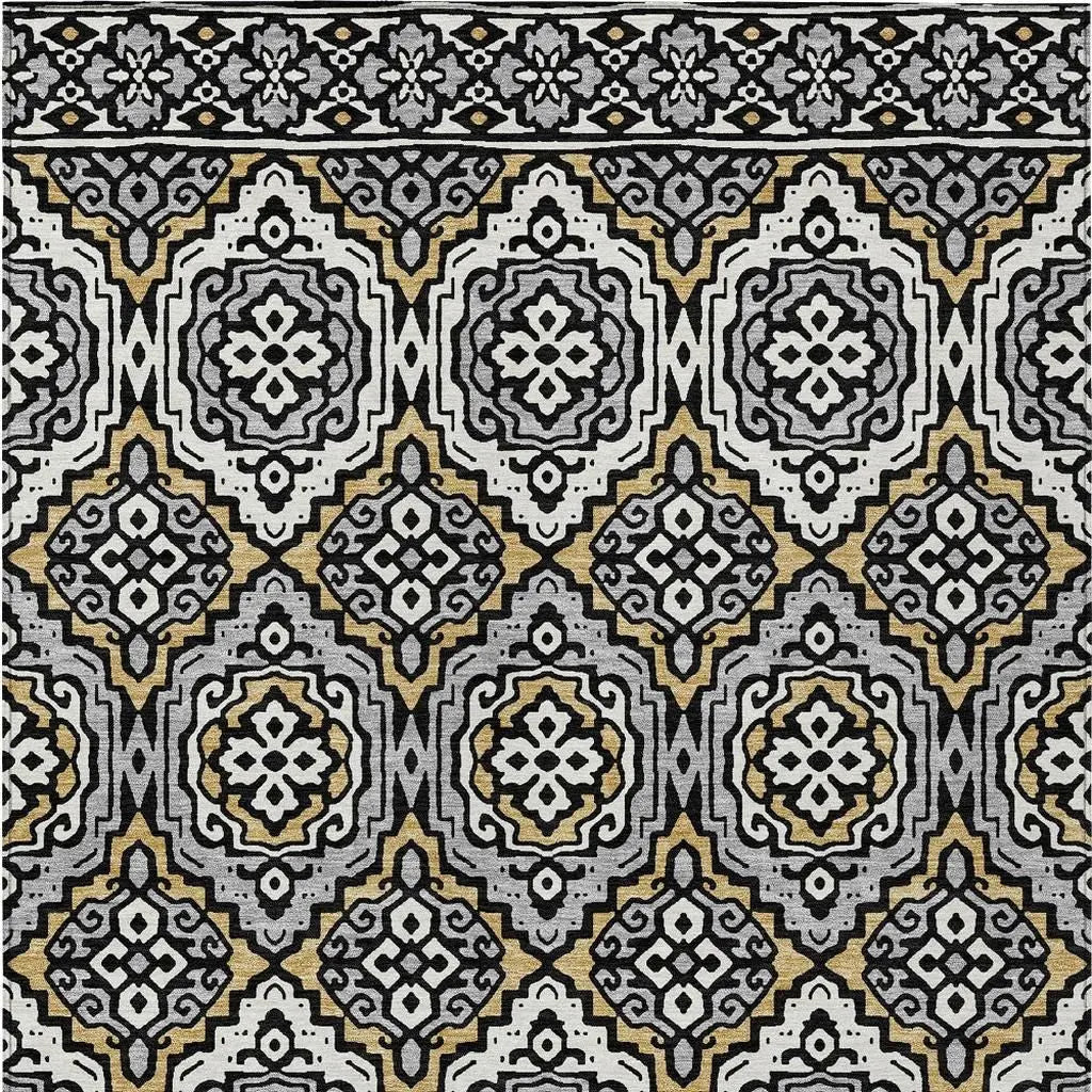 3' X 5' Black And Gray Tribal Washable Indoor Outdoor Area Rug Homeroots Outdoor