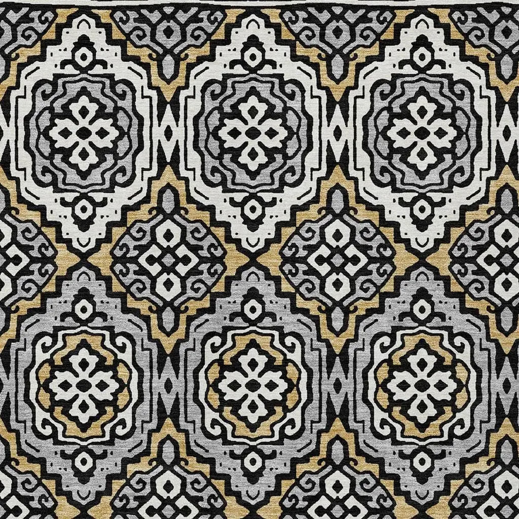 3' X 5' Black And Gray Tribal Washable Indoor Outdoor Area Rug Homeroots Outdoor