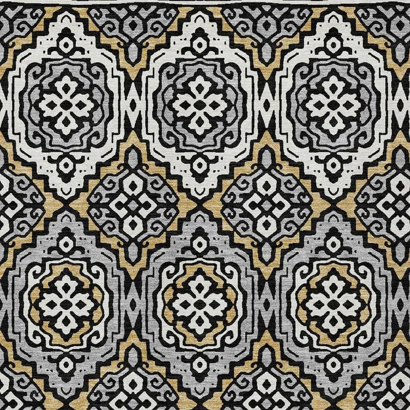 3' X 5' Black And Gray Tribal Washable Indoor Outdoor Area Rug Homeroots Outdoor