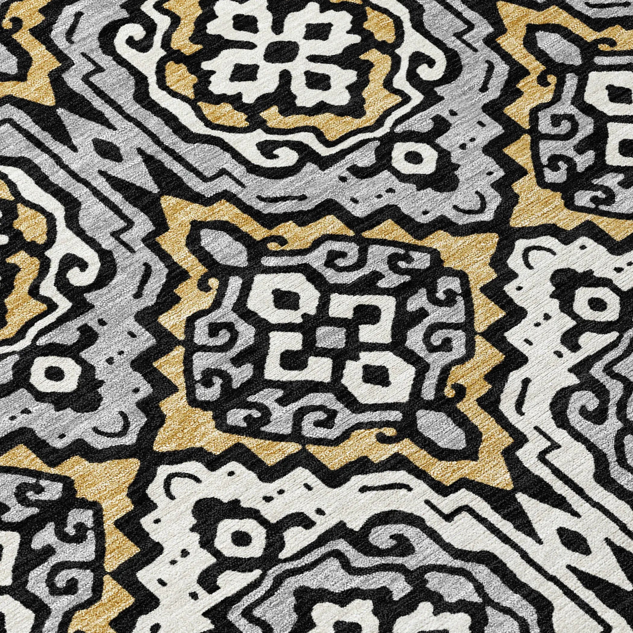 3' X 5' Black And Gray Tribal Washable Indoor Outdoor Area Rug Homeroots Outdoor