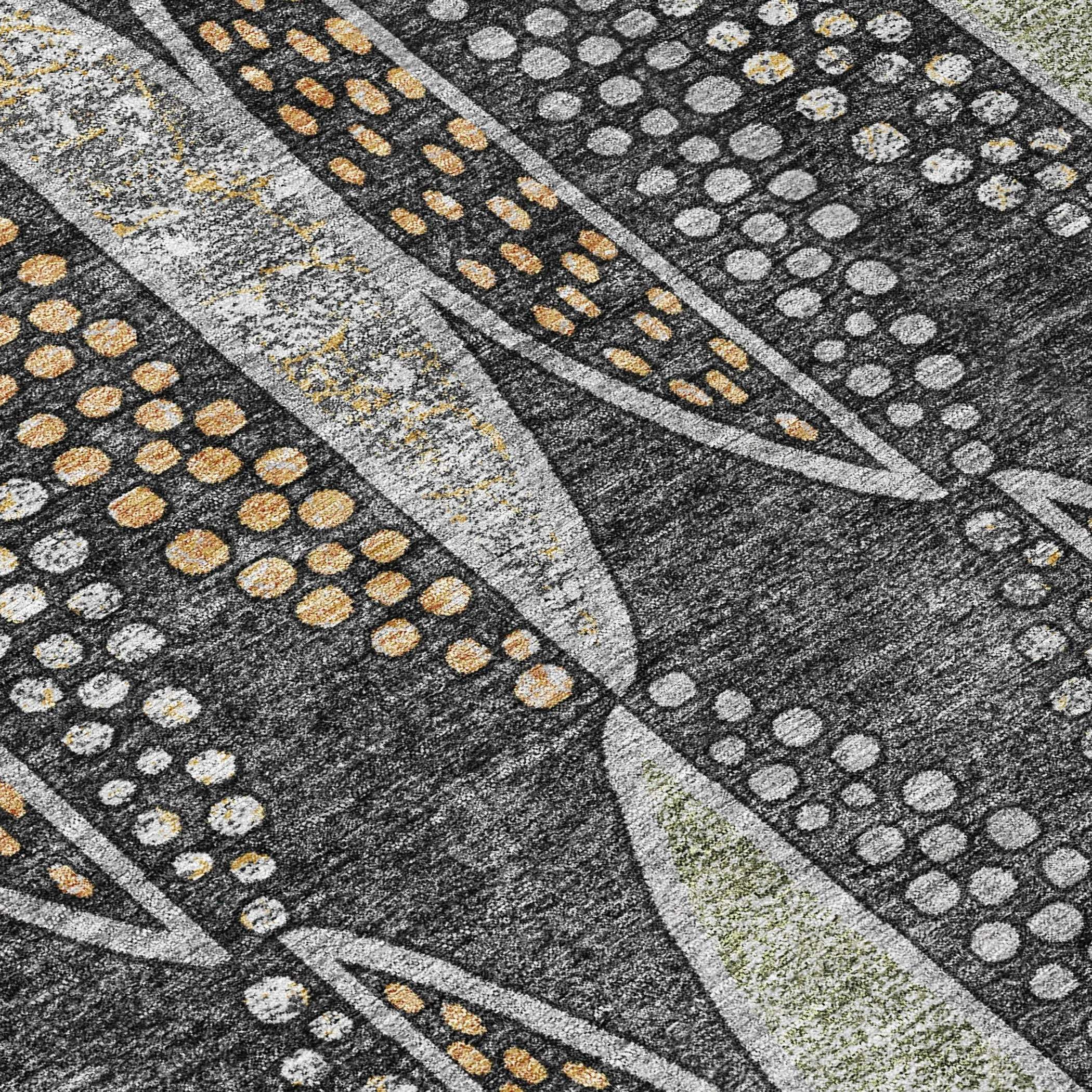 3' X 5' Black And Green Geometric Washable Indoor Outdoor Area Rug Homeroots Outdoor