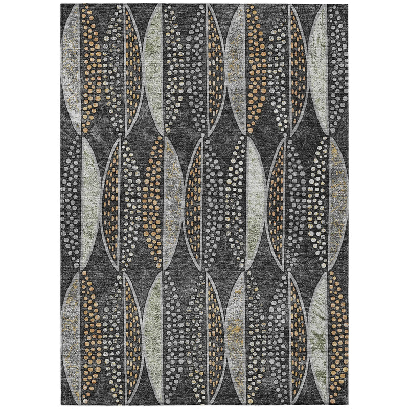 3' X 5' Black And Green Geometric Washable Indoor Outdoor Area Rug Homeroots Outdoor