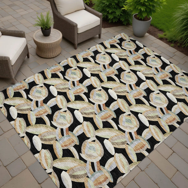 3' X 5' Black And Ivory Abstract Washable Indoor Outdoor Area Rug Homeroots Outdoor