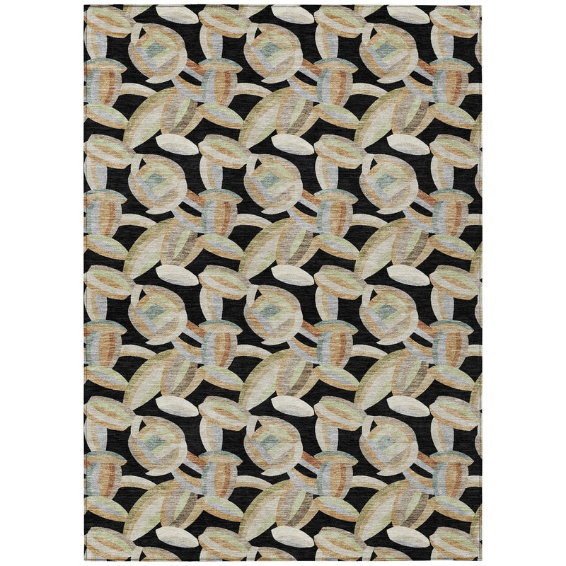 3' X 5' Black And Ivory Abstract Washable Indoor Outdoor Area Rug Homeroots Outdoor
