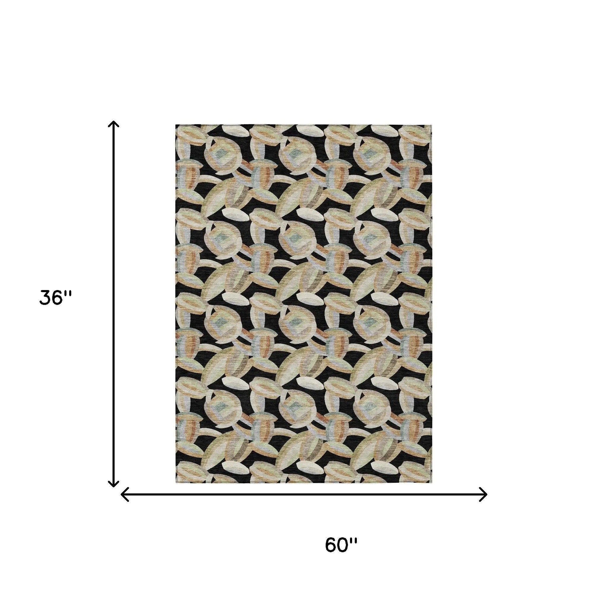 3' X 5' Black And Ivory Abstract Washable Indoor Outdoor Area Rug Homeroots Outdoor
