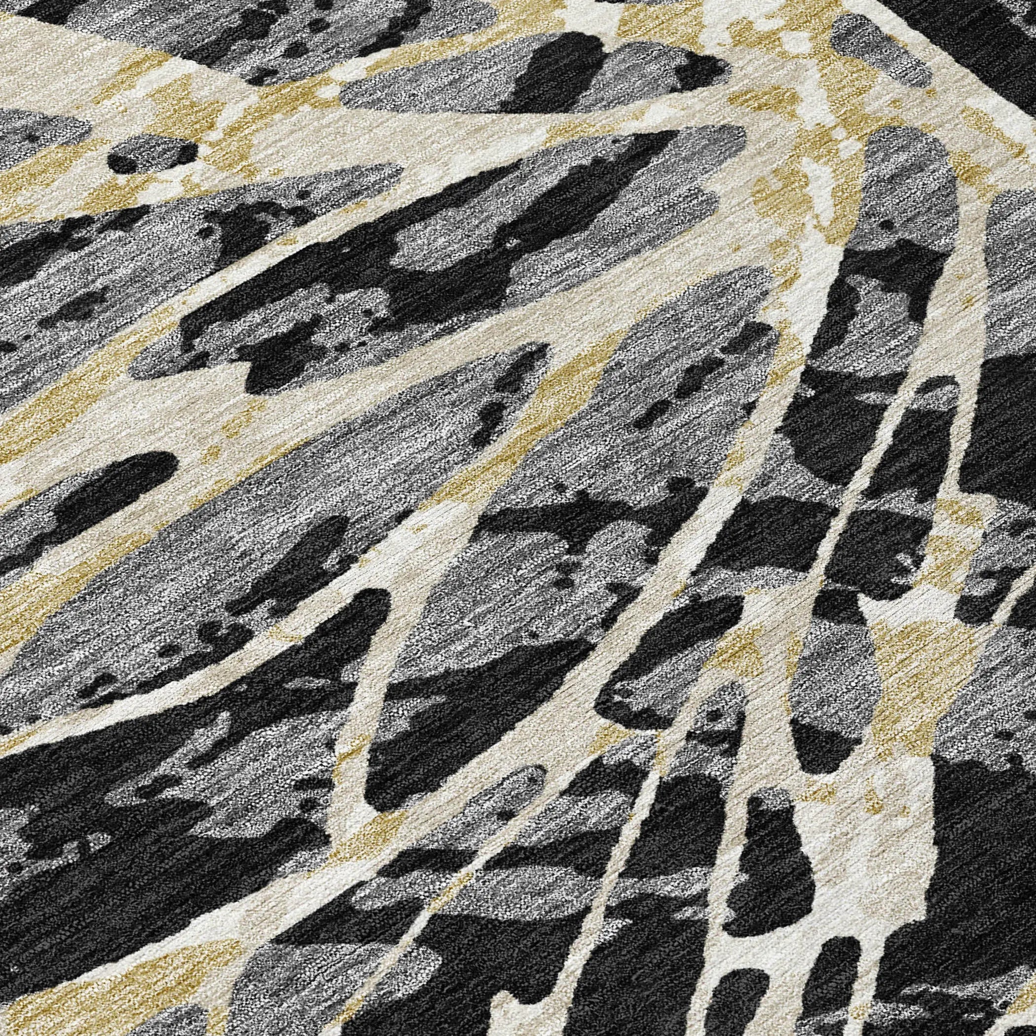 3' X 5' Black And Ivory Abstract Washable Indoor Outdoor Area Rug Homeroots Outdoor