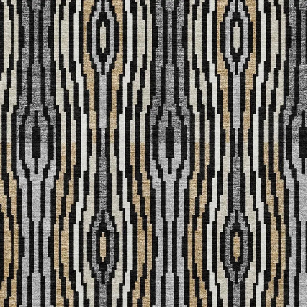 3' X 5' Black And Ivory Abstract Washable Indoor Outdoor Area Rug Homeroots Outdoor