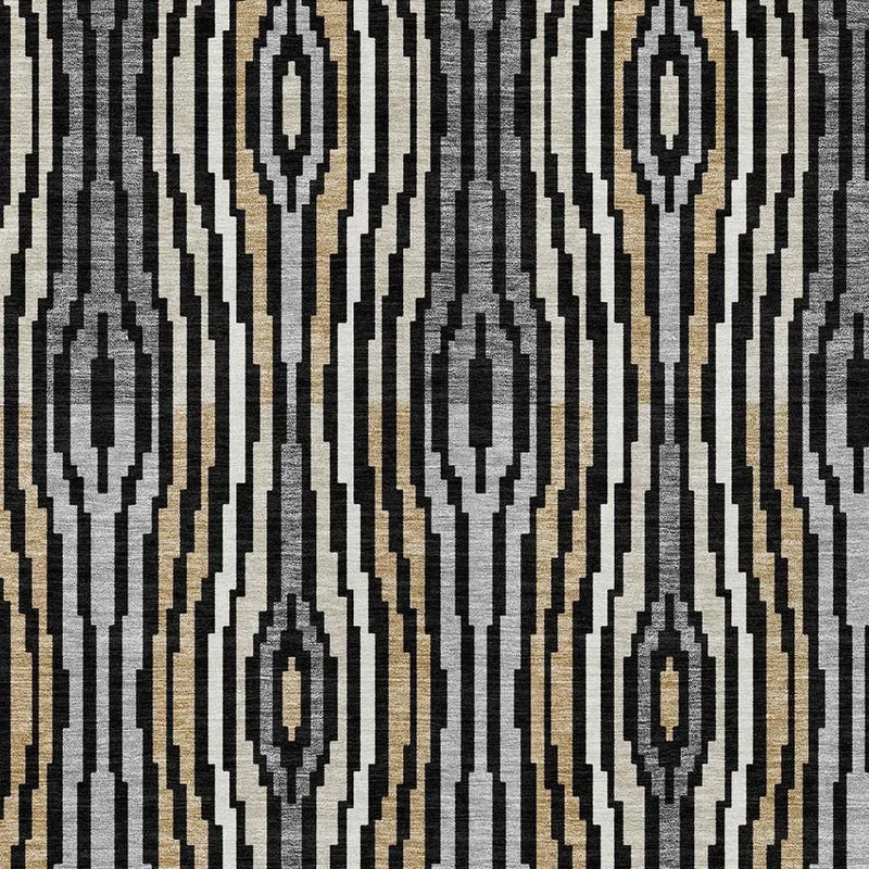 3' X 5' Black And Ivory Abstract Washable Indoor Outdoor Area Rug Homeroots Outdoor