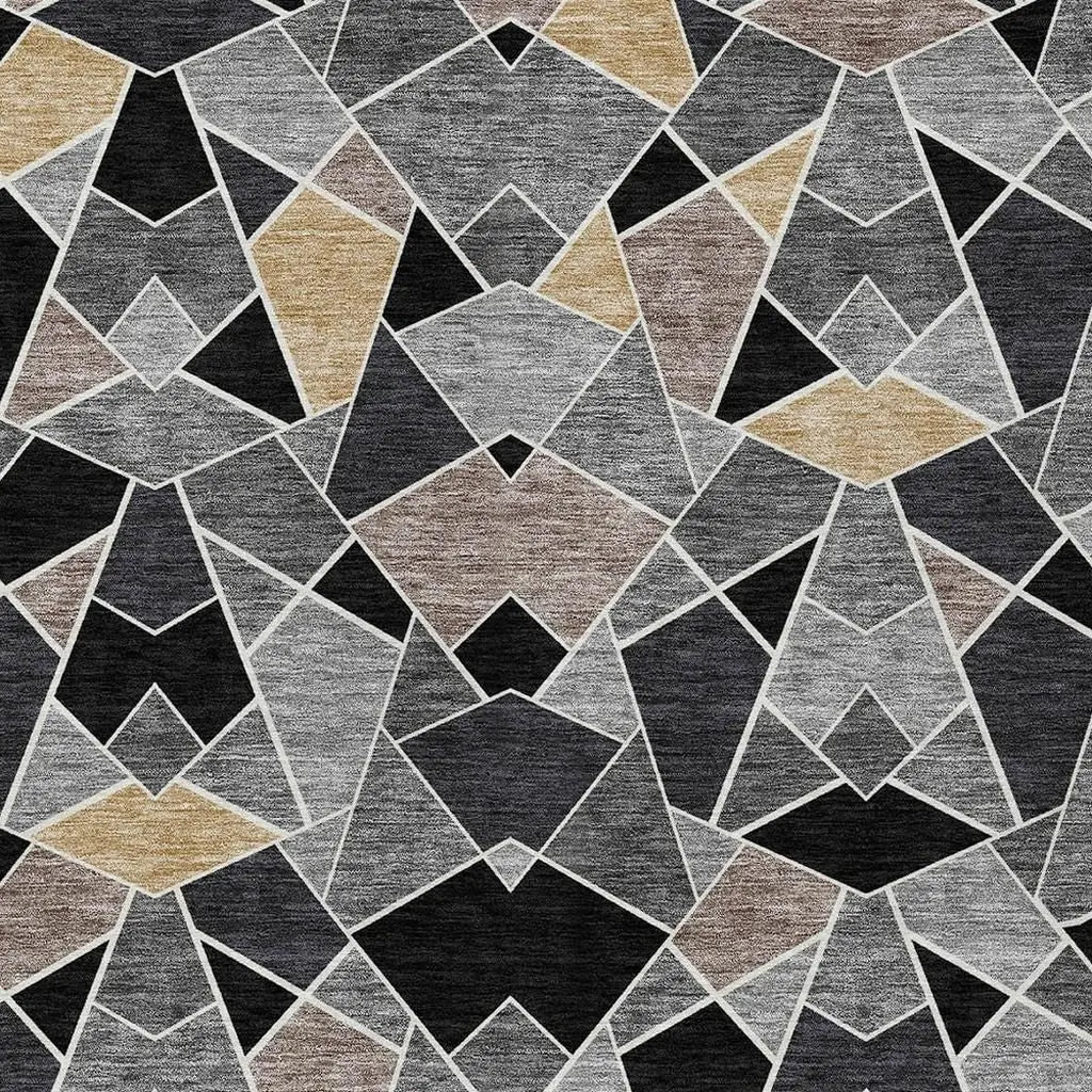 3' X 5' Black And Ivory Geometric Washable Indoor Outdoor Area Rug Homeroots Outdoor
