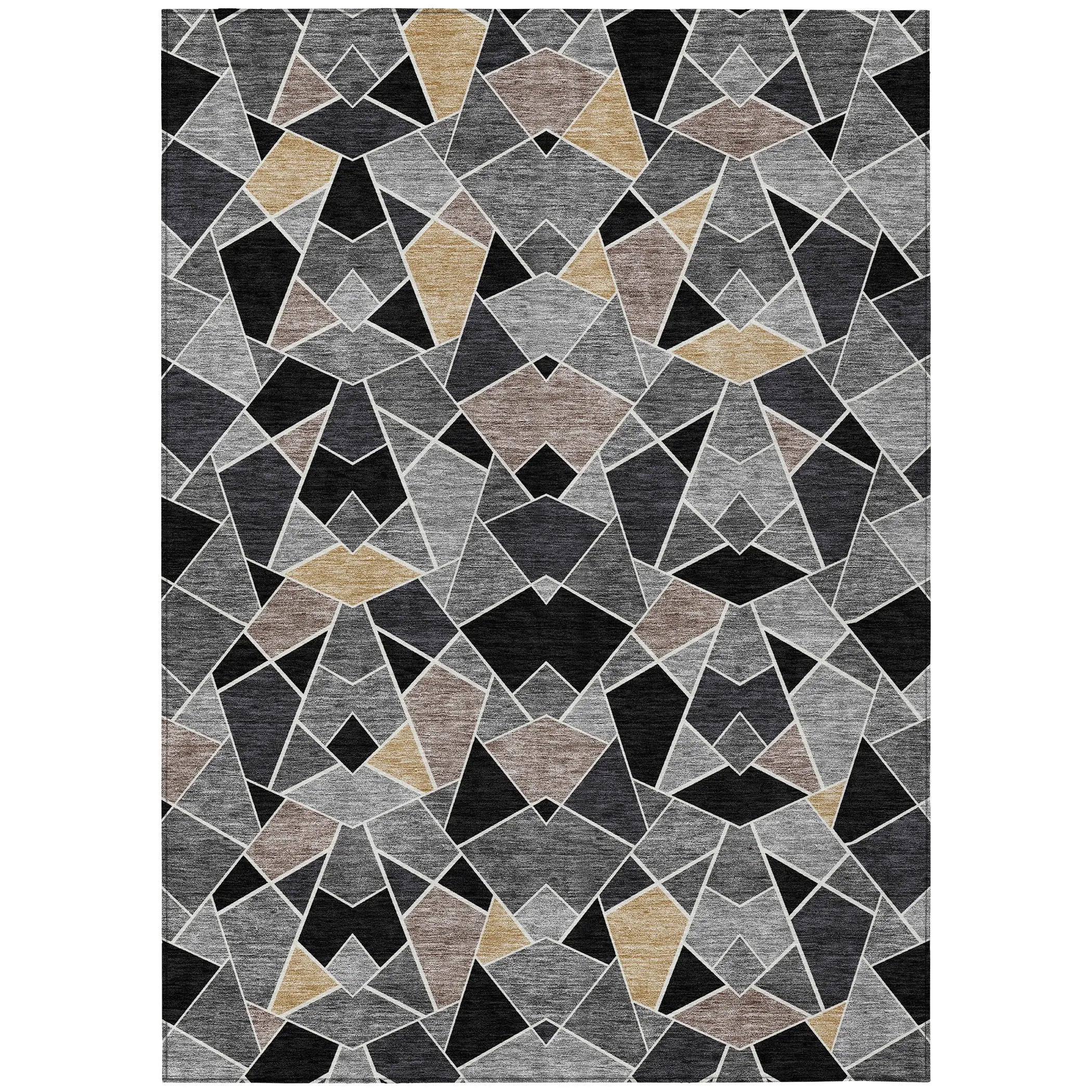 3' X 5' Black And Ivory Geometric Washable Indoor Outdoor Area Rug Homeroots Outdoor