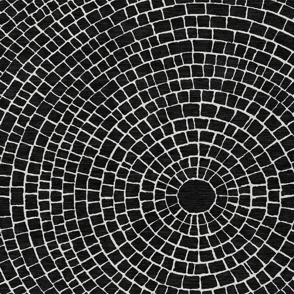 3' X 5' Black And Ivory Geometric Washable Indoor Outdoor Area Rug Homeroots Outdoor