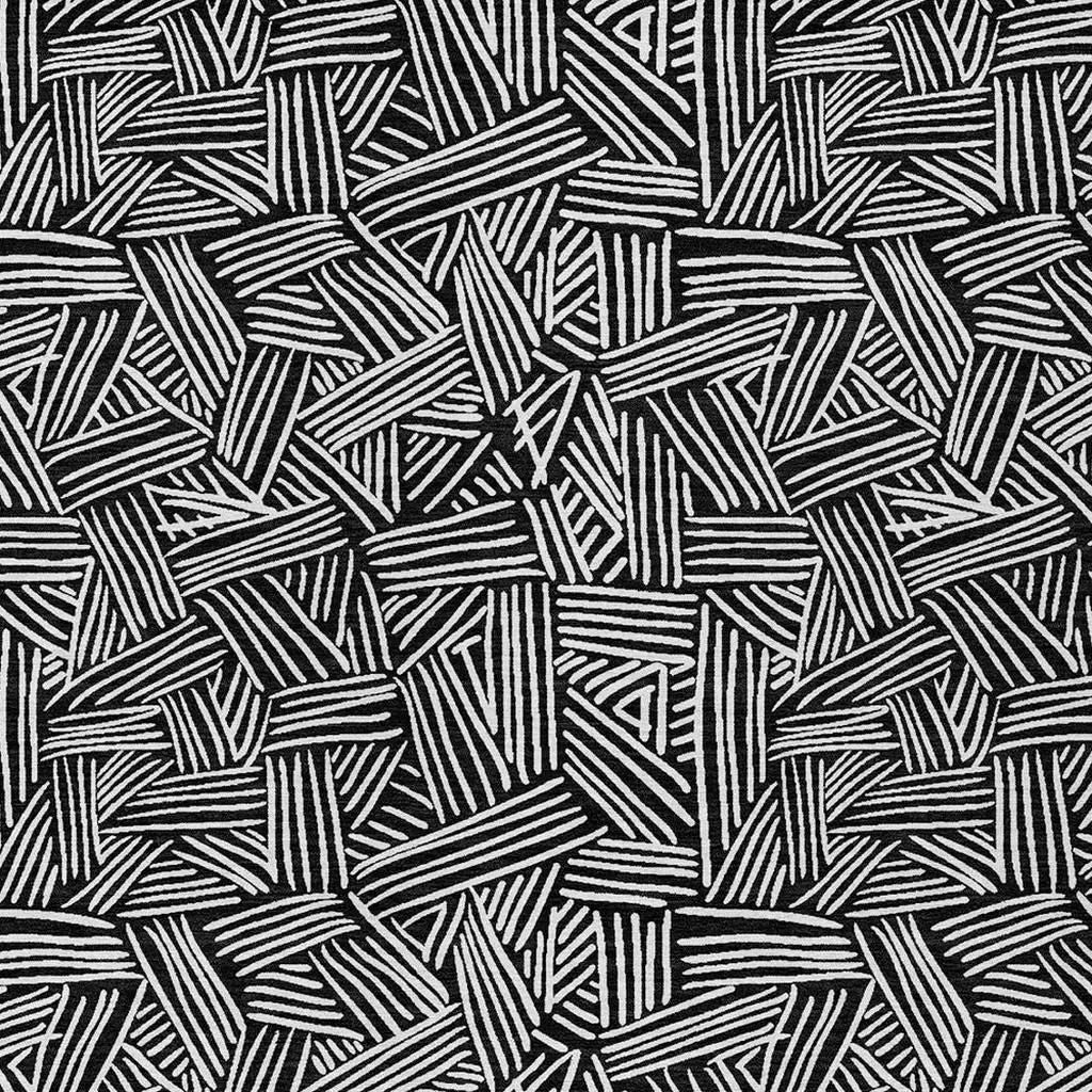 3' X 5' Black And Ivory Geometric Washable Indoor Outdoor Area Rug Homeroots Outdoor
