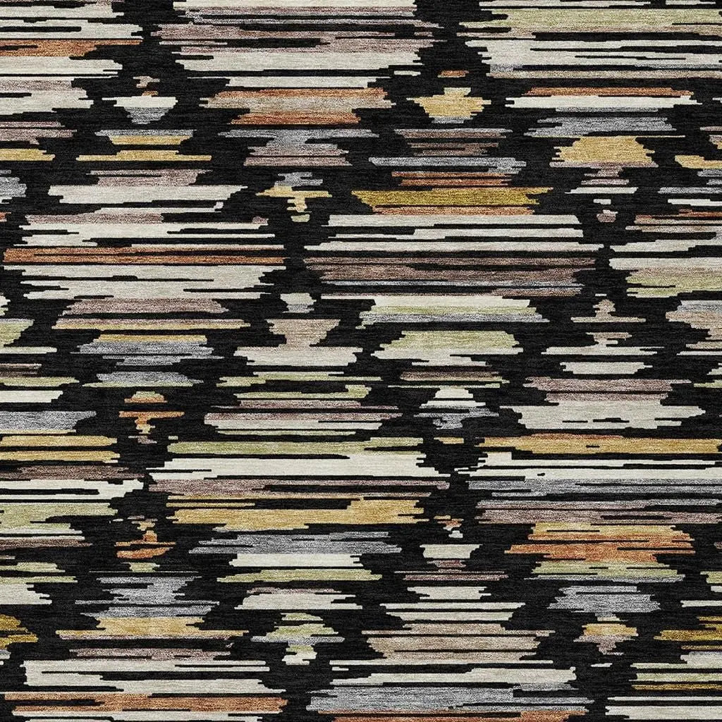 3' X 5' Black And Ivory Southwestern Washable Indoor Outdoor Area Rug Homeroots Outdoor