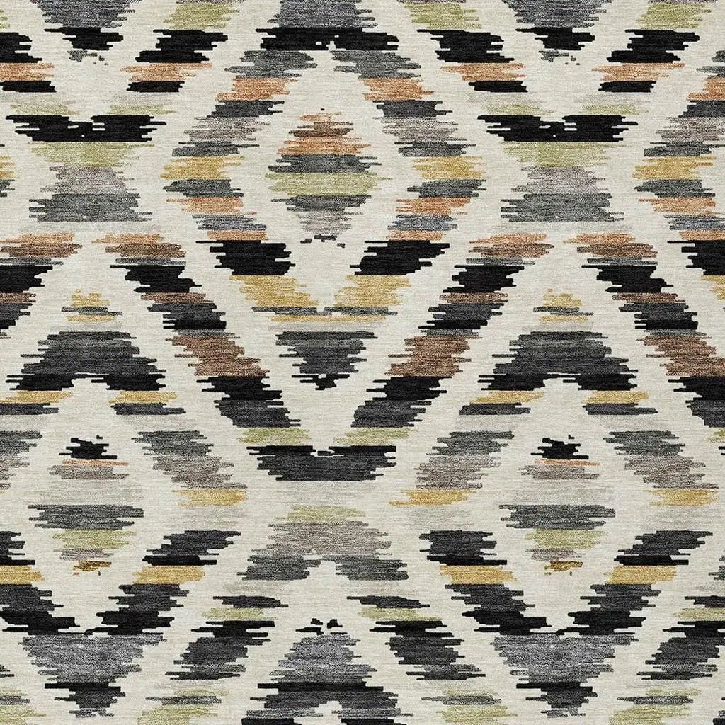 3' X 5' Black And Ivory Tribal Washable Indoor Outdoor Area Rug Homeroots Outdoor