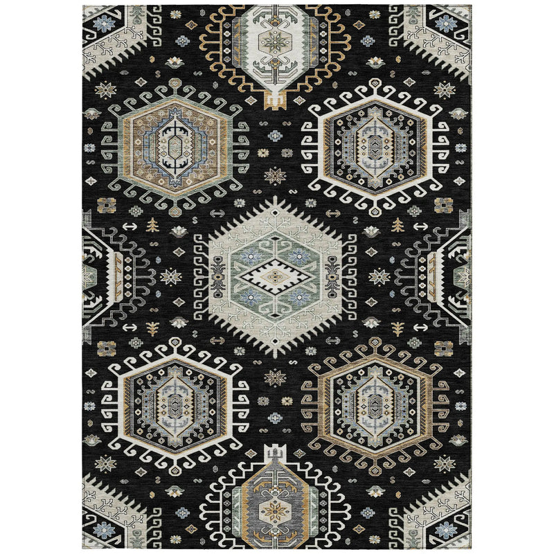 3' X 5' Black And Ivory Tribal Washable Indoor Outdoor Area Rug Homeroots Outdoor