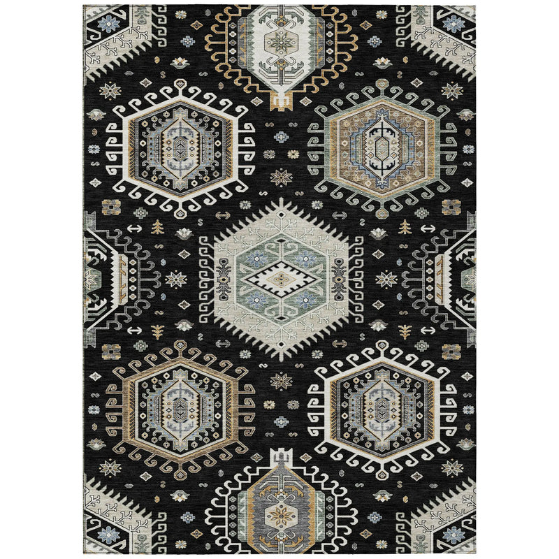 3' X 5' Black And Ivory Tribal Washable Indoor Outdoor Area Rug Homeroots Outdoor