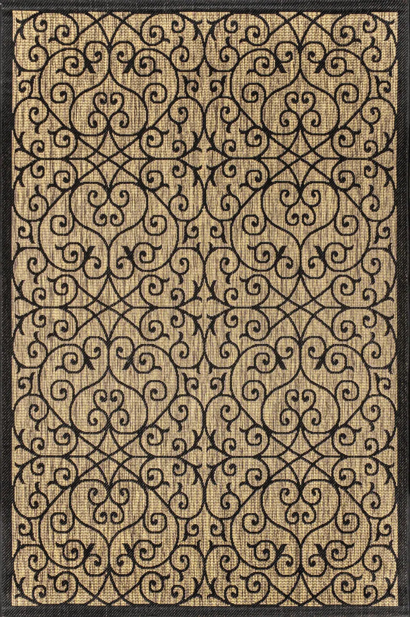 3' X 5' Black And Khaki Geometric Indoor Outdoor Area Rug Homeroots Outdoor