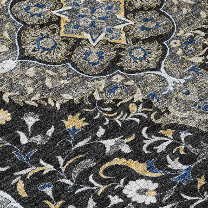 3' X 5' Black And Orange Medallion Washable Indoor Outdoor Area Rug Homeroots Outdoor