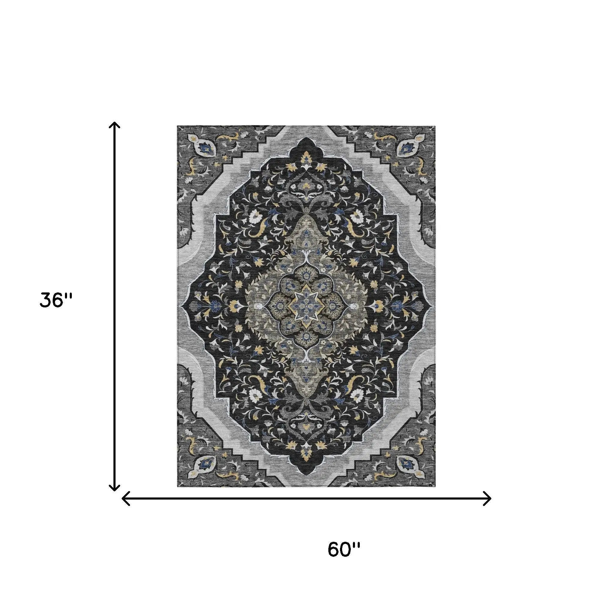 3' X 5' Black And Orange Medallion Washable Indoor Outdoor Area Rug Homeroots Outdoor
