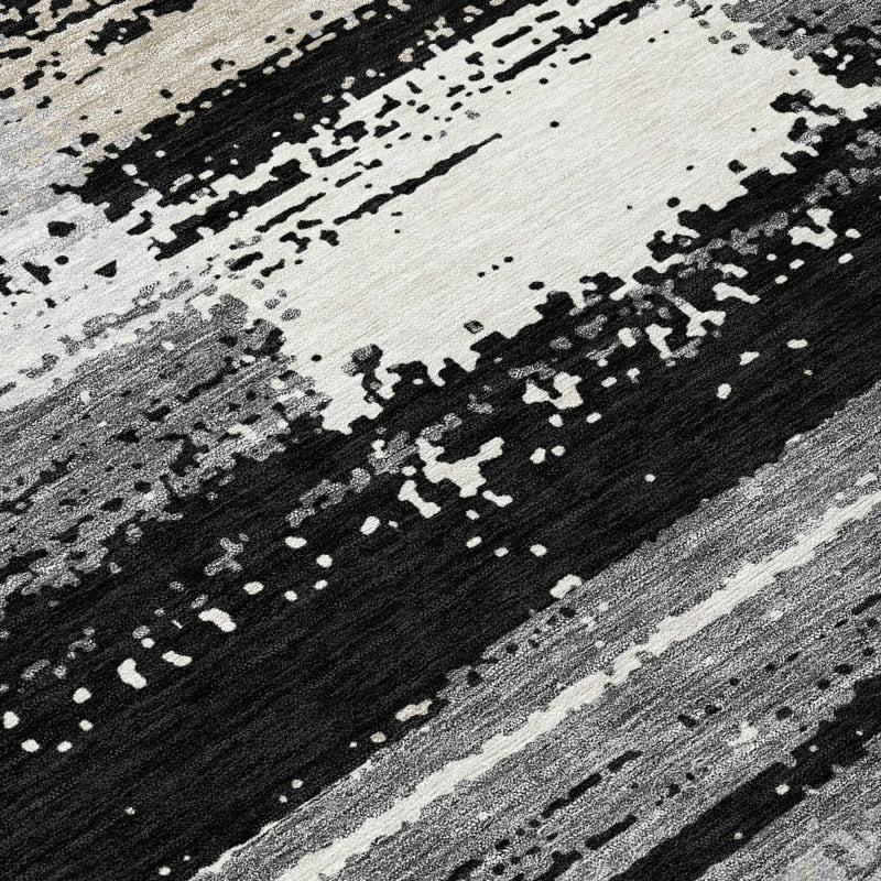 3' X 5' Black And Pewter Geometric Washable Indoor Outdoor Area Rug Homeroots Outdoor