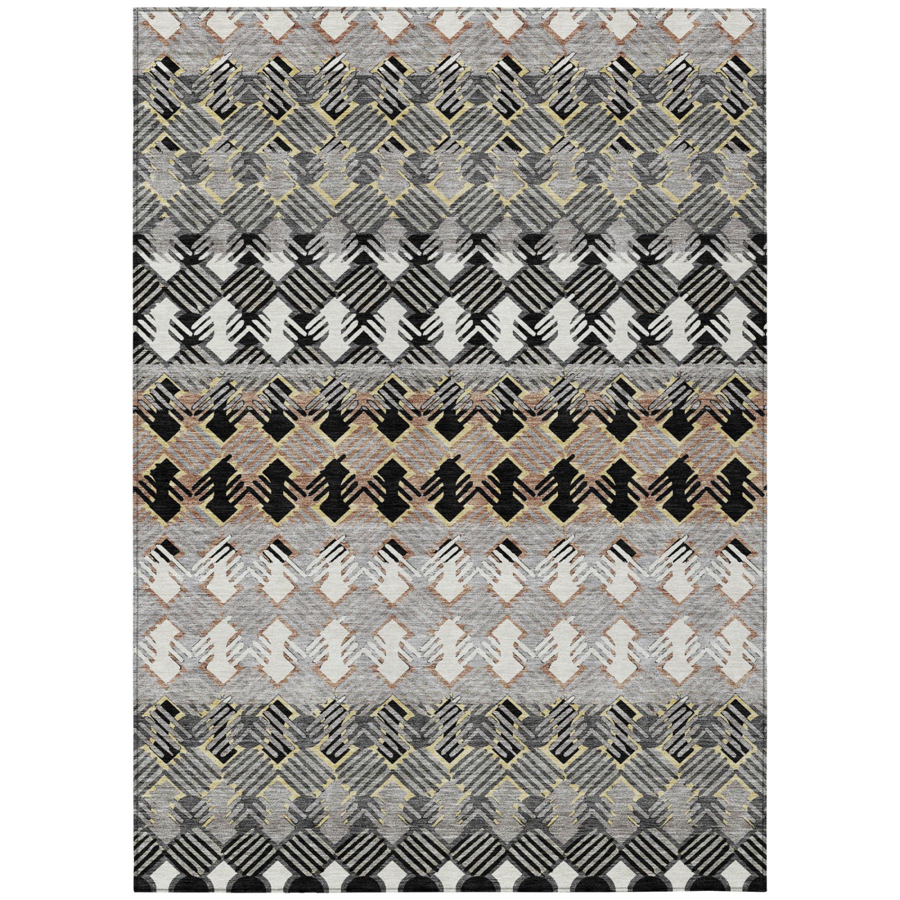3' X 5' Black And Pewter Striped Washable Indoor Outdoor Area Rug Homeroots Outdoor