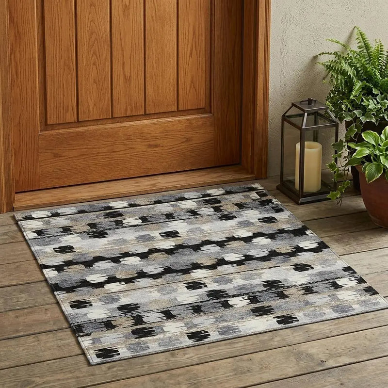 3' X 5' Black And Purple Abstract Washable Indoor Outdoor Area Rug Homeroots Outdoor