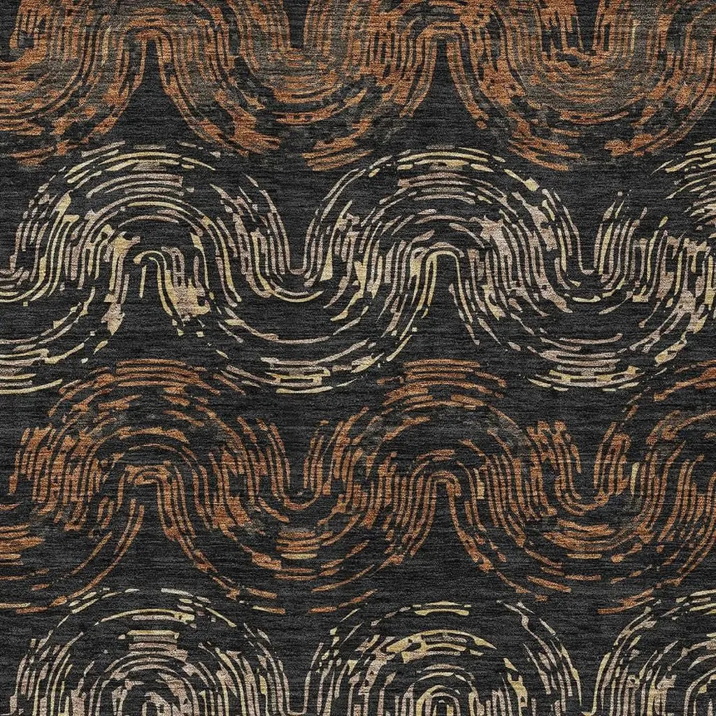 3' X 5' Black And Rust Abstract Washable Indoor Outdoor Area Rug Homeroots Outdoor