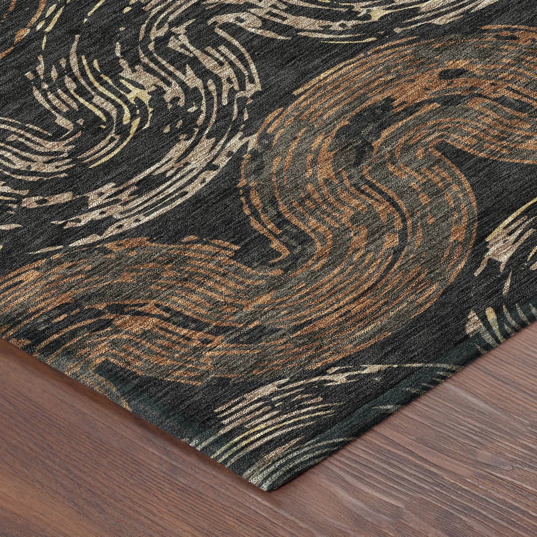 3' X 5' Black And Rust Abstract Washable Indoor Outdoor Area Rug Homeroots Outdoor