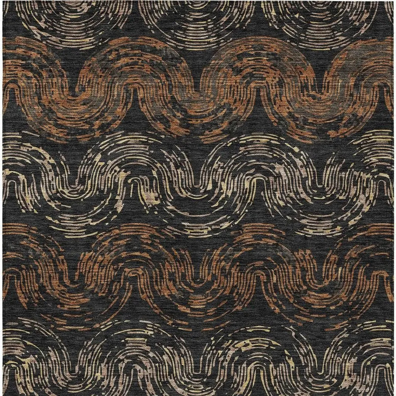 3' X 5' Black And Rust Abstract Washable Indoor Outdoor Area Rug Homeroots Outdoor