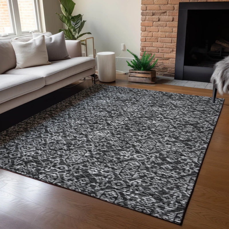 3' X 5' Black And Saffron Oriental Washable Indoor Outdoor Area Rug Homeroots Outdoor