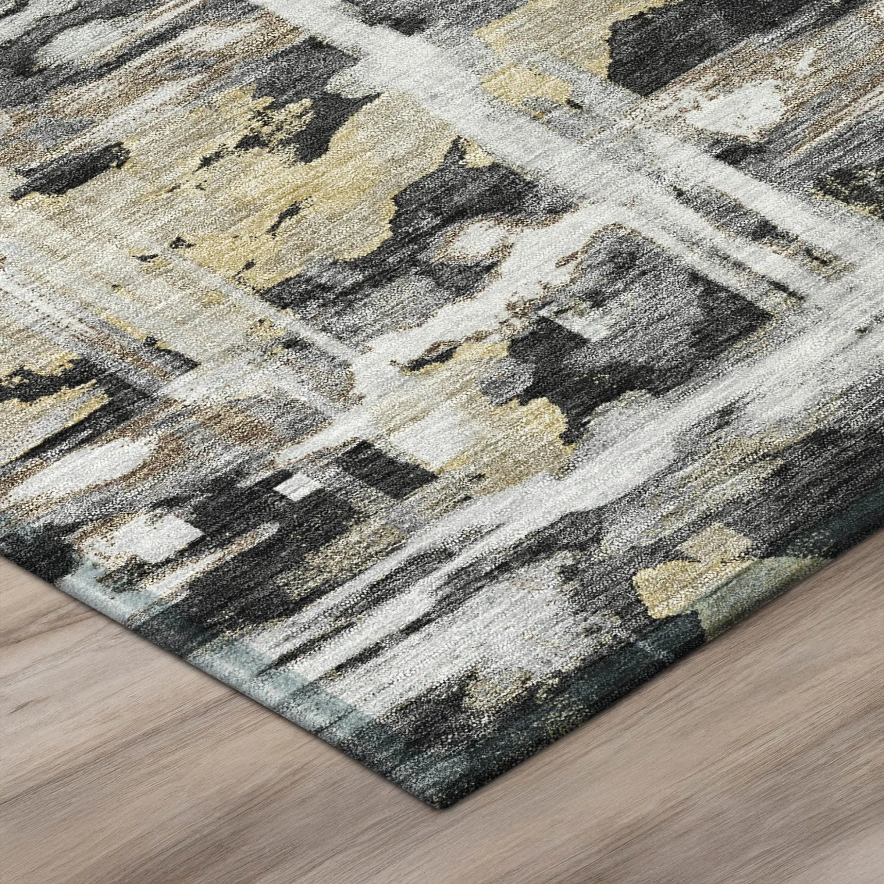 3' X 5' Black And Silver Abstract Washable Indoor Outdoor Area Rug Homeroots Outdoor