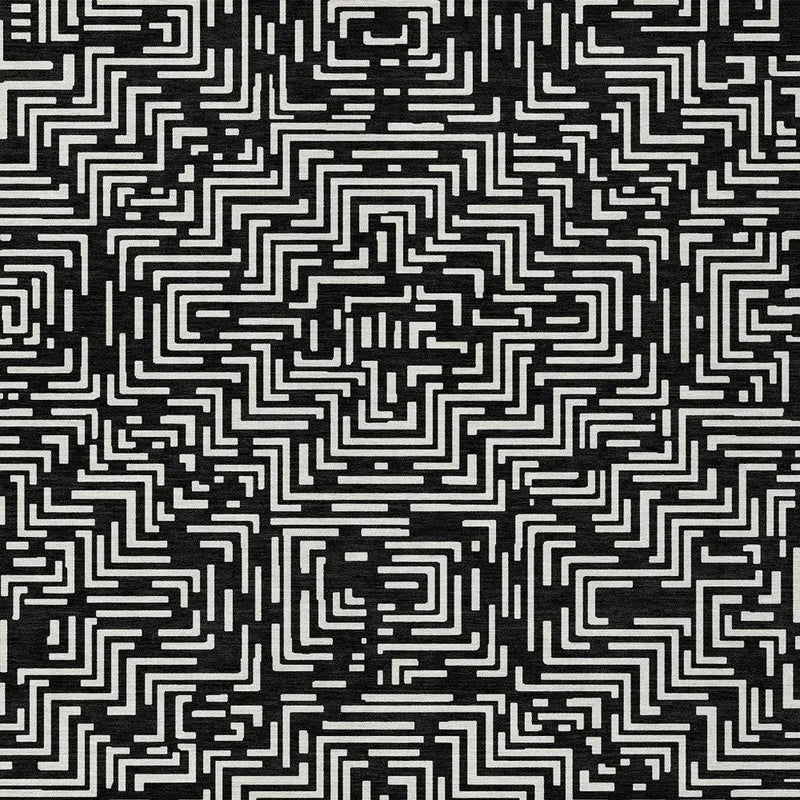 3' X 5' Black And Silver Geometric Washable Indoor Outdoor Area Rug Homeroots Outdoor
