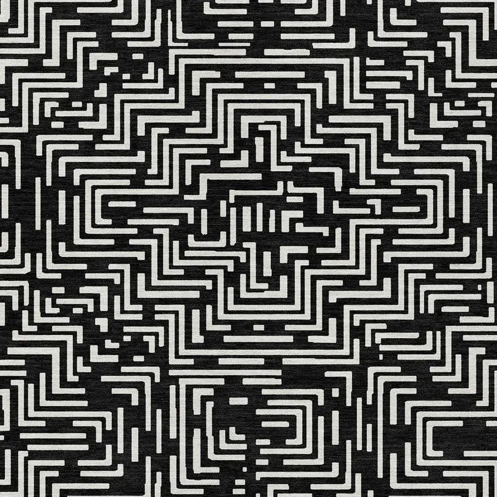 3' X 5' Black And Silver Geometric Washable Indoor Outdoor Area Rug Homeroots Outdoor