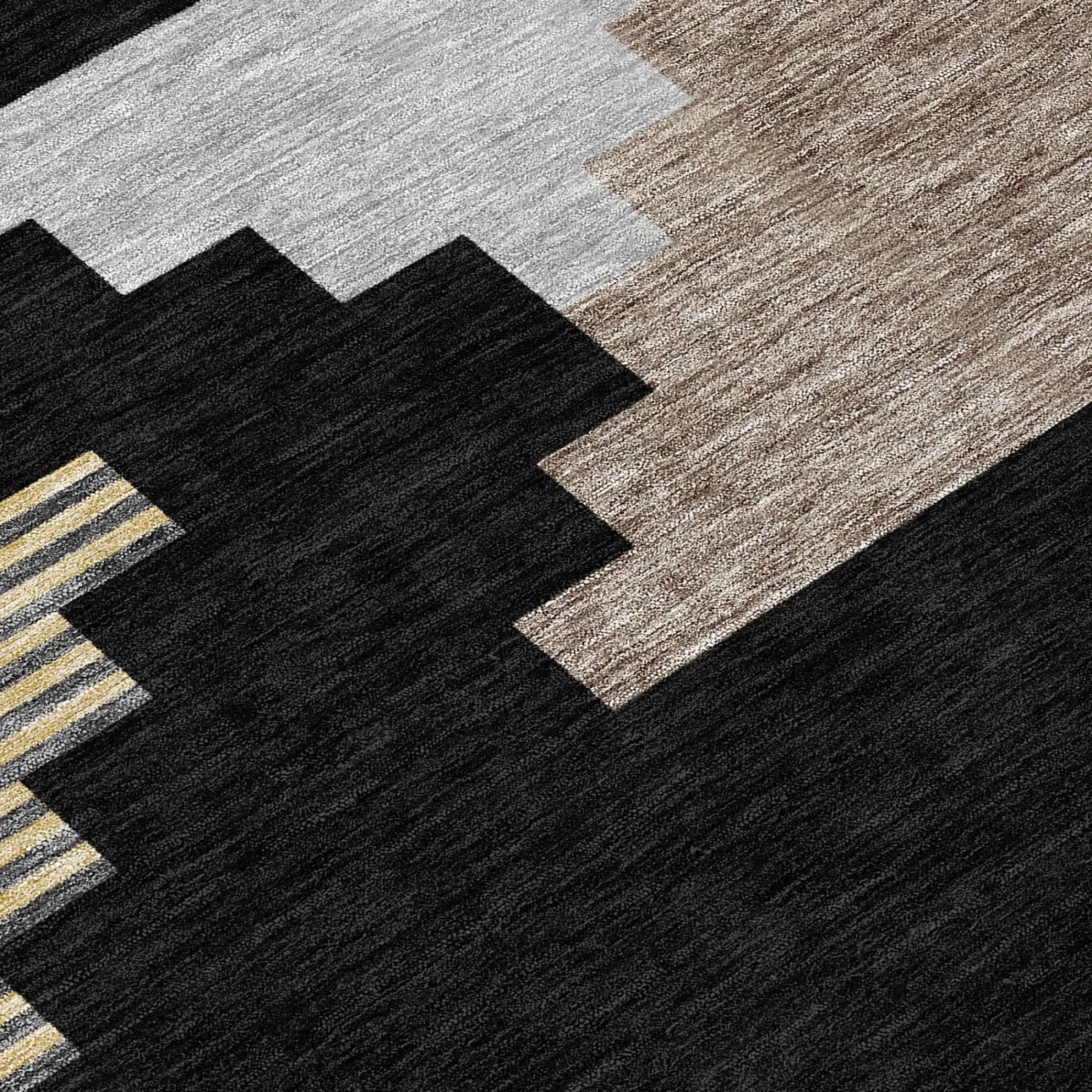 3' X 5' Black And Silver Geometric Washable Indoor Outdoor Area Rug Homeroots Outdoor