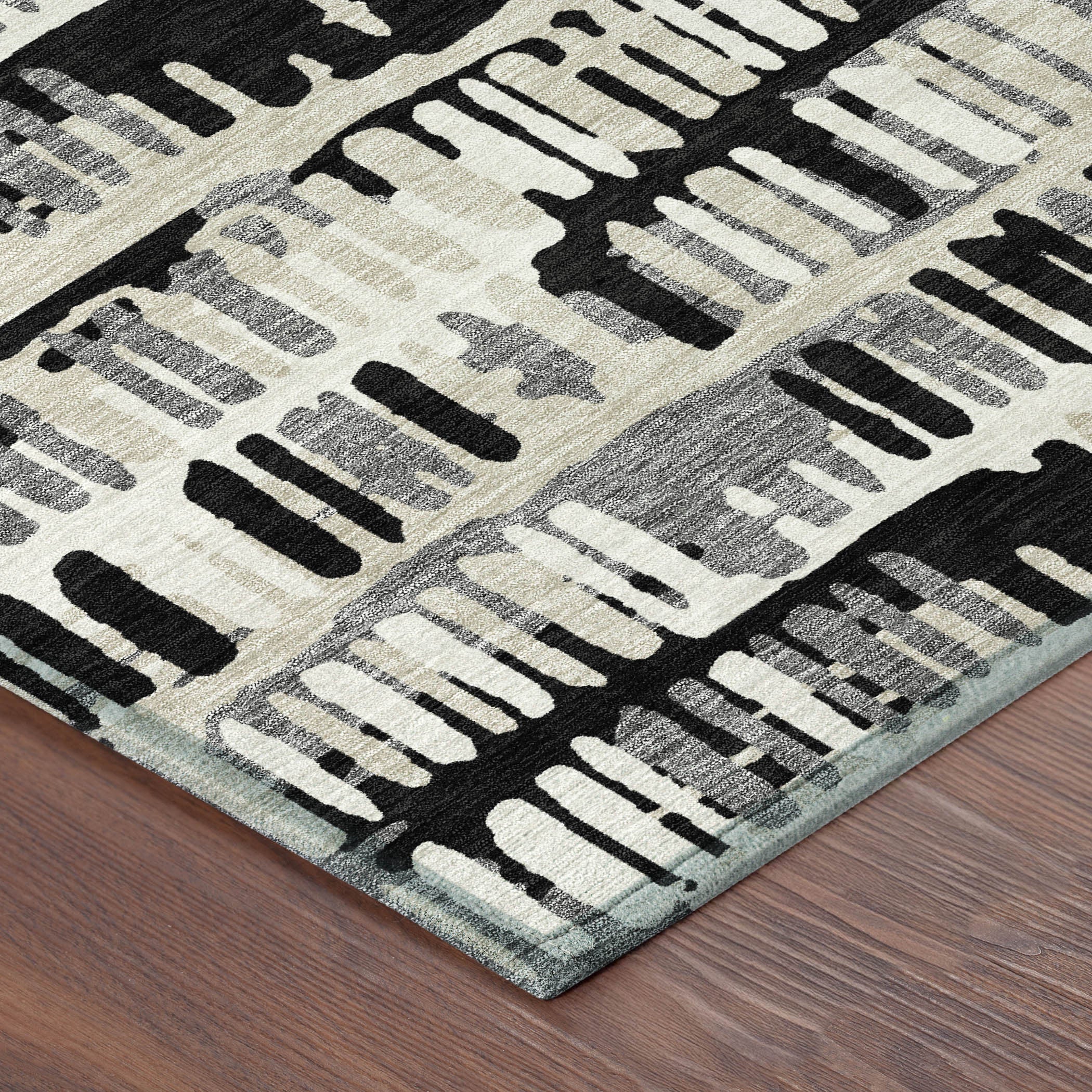 3' X 5' Black And Taupe Abstract Washable Indoor Outdoor Area Rug Homeroots Outdoor
