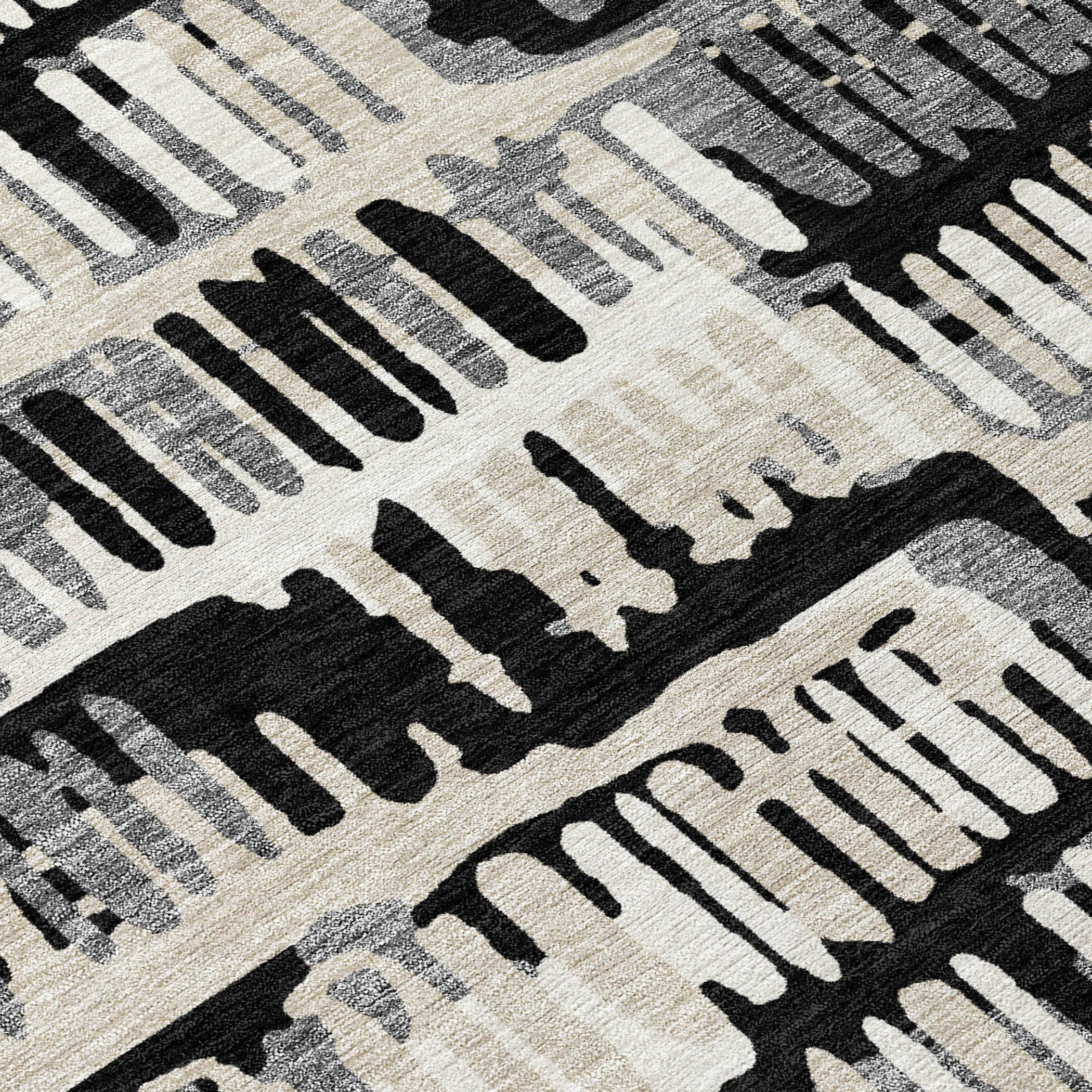 3' X 5' Black And Taupe Abstract Washable Indoor Outdoor Area Rug Homeroots Outdoor