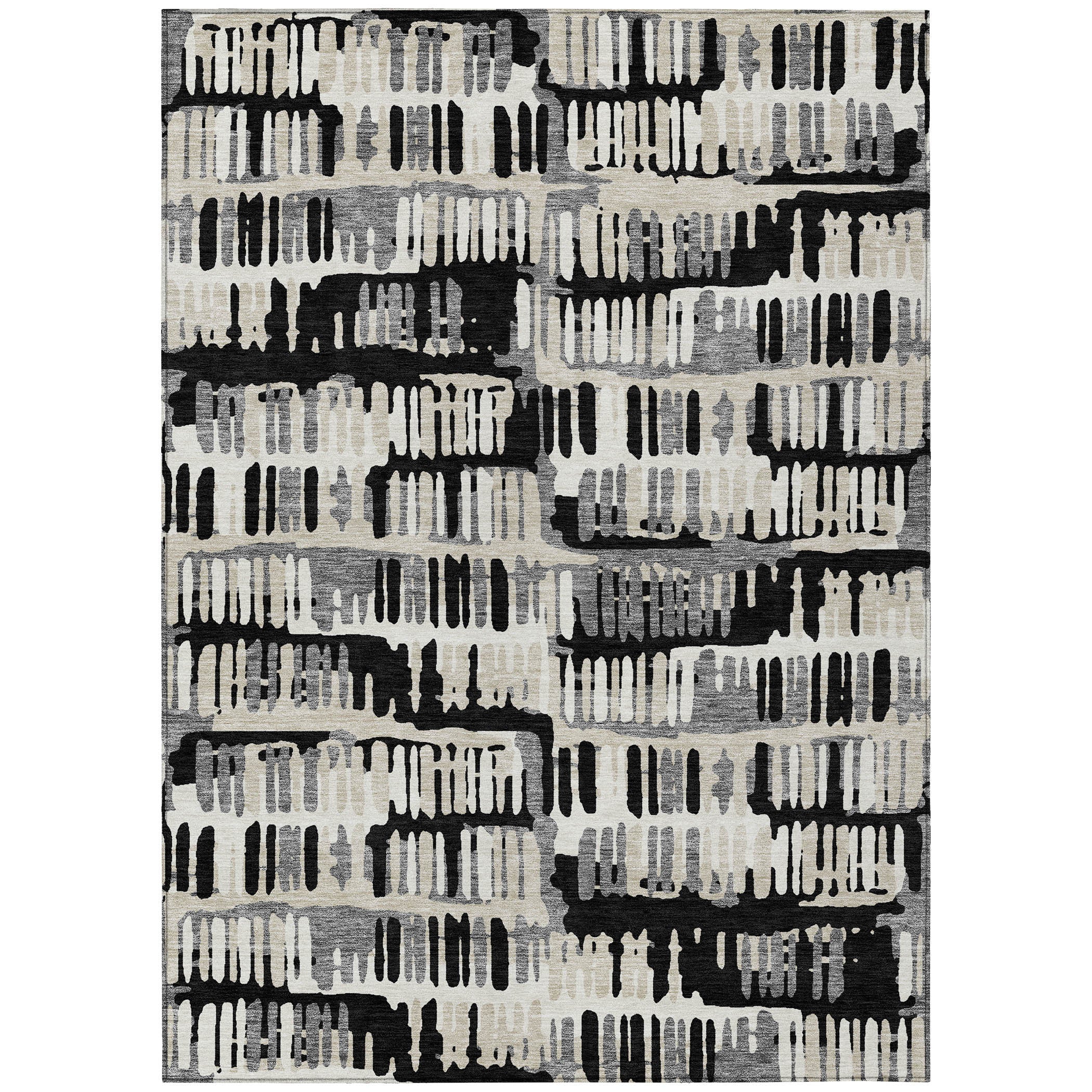 3' X 5' Black And Taupe Abstract Washable Indoor Outdoor Area Rug Homeroots Outdoor