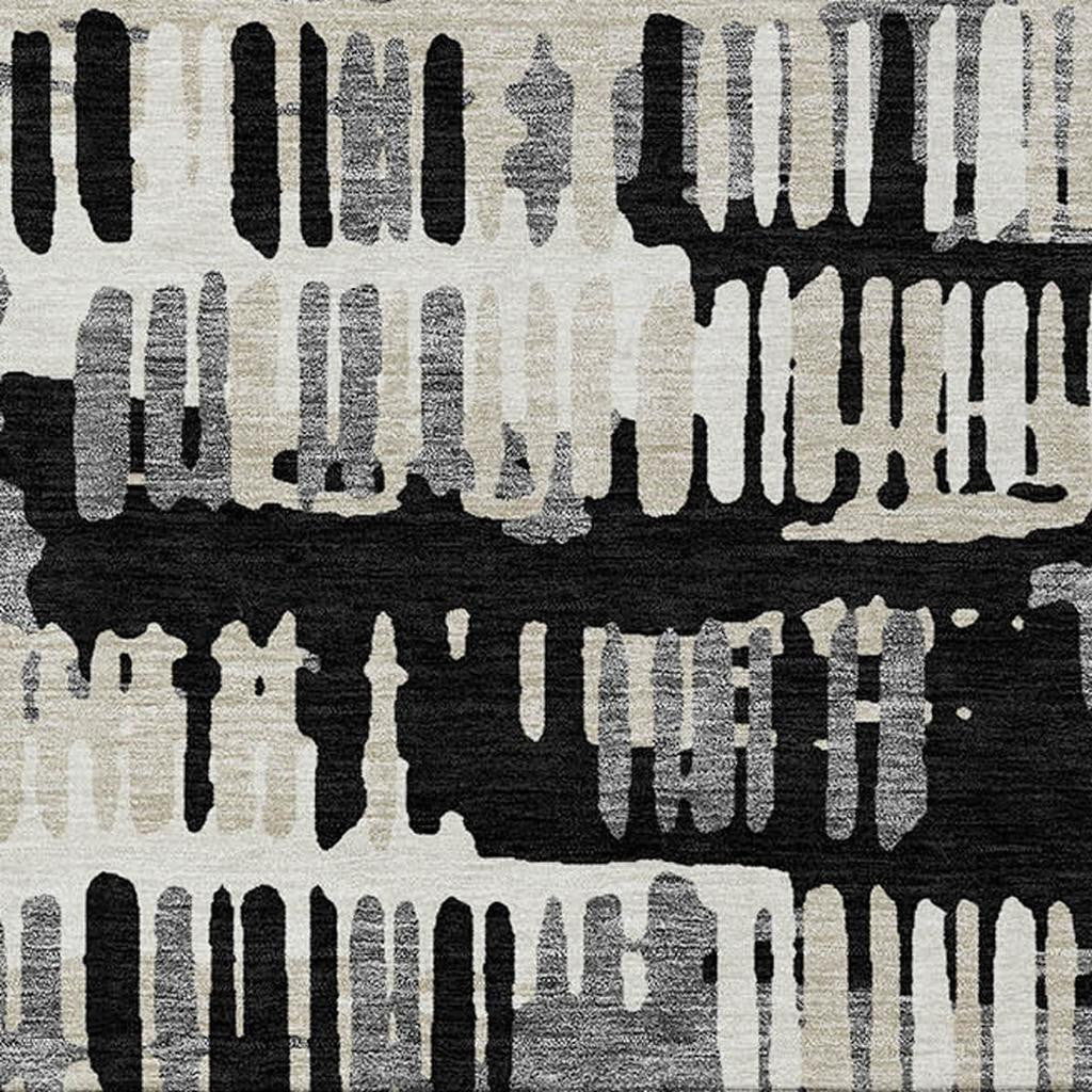 3' X 5' Black And Taupe Abstract Washable Indoor Outdoor Area Rug Homeroots Outdoor