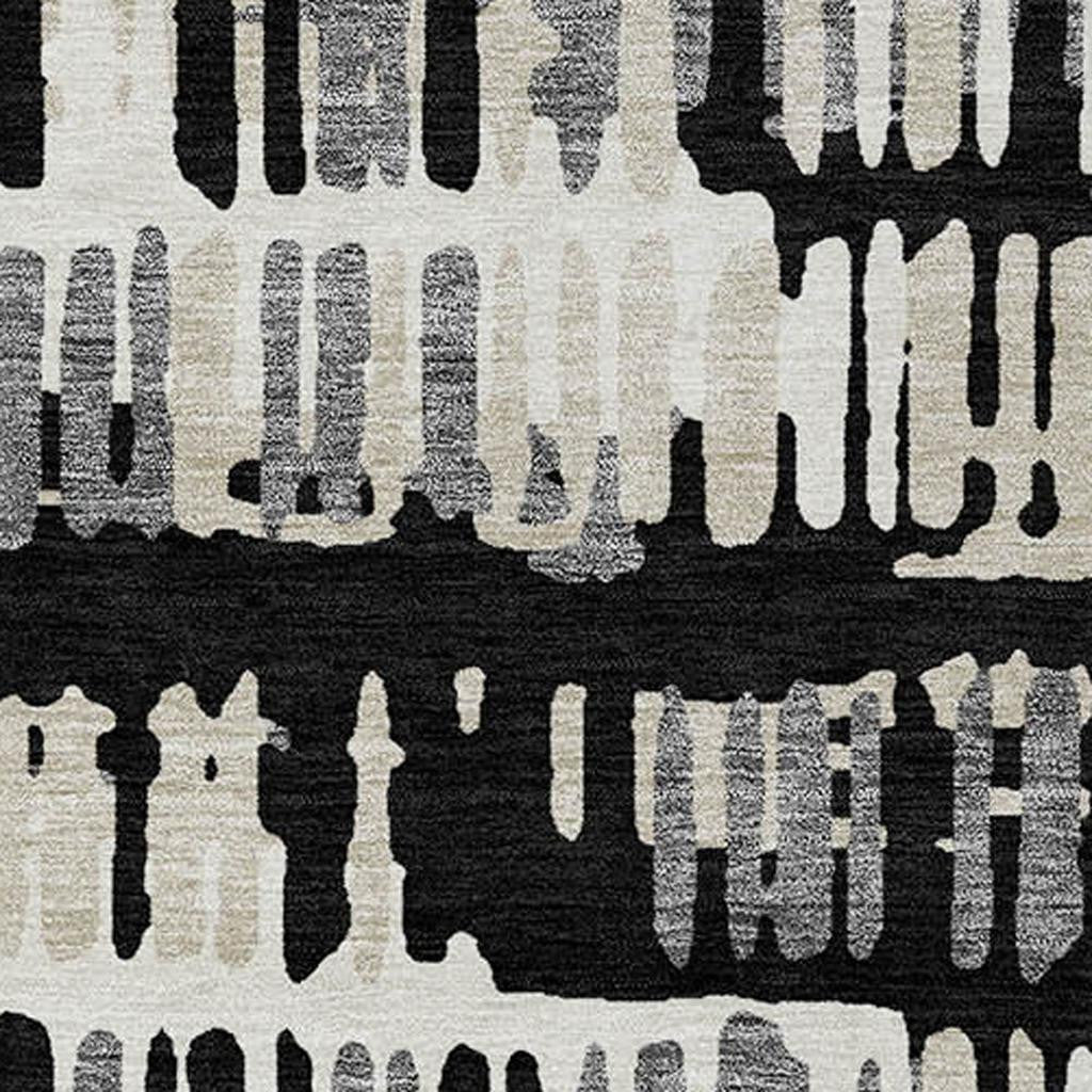 3' X 5' Black And Taupe Abstract Washable Indoor Outdoor Area Rug Homeroots Outdoor