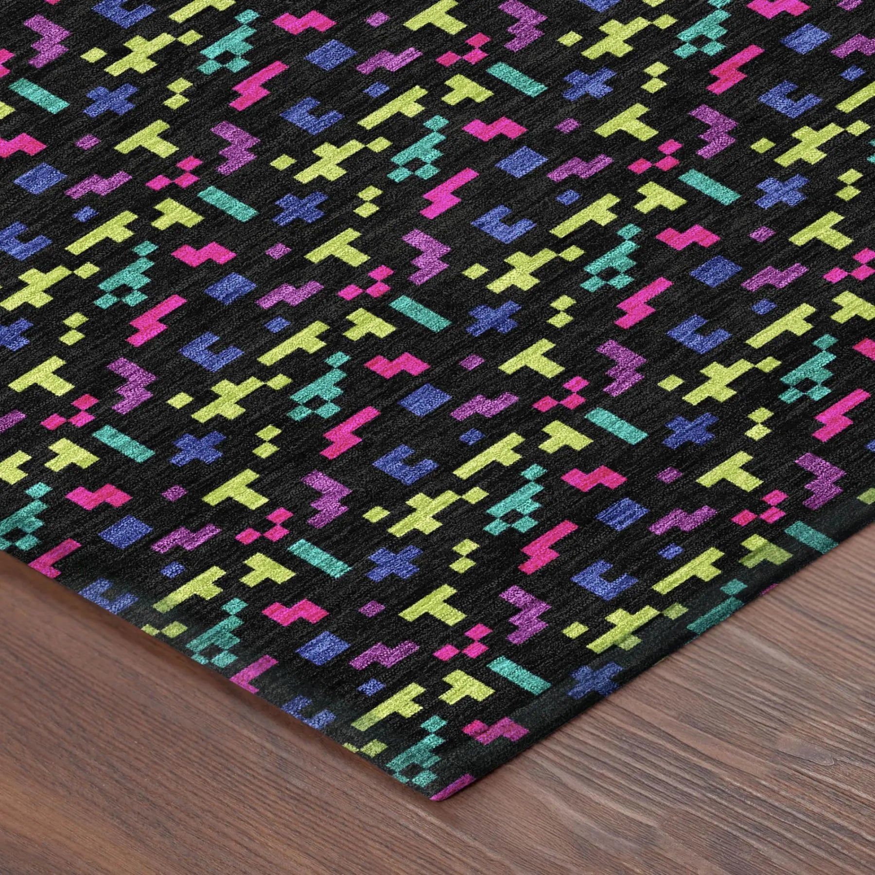 3' X 5' Black And Teal Blue Abstract Washable Indoor Outdoor Area Rug Homeroots Outdoor