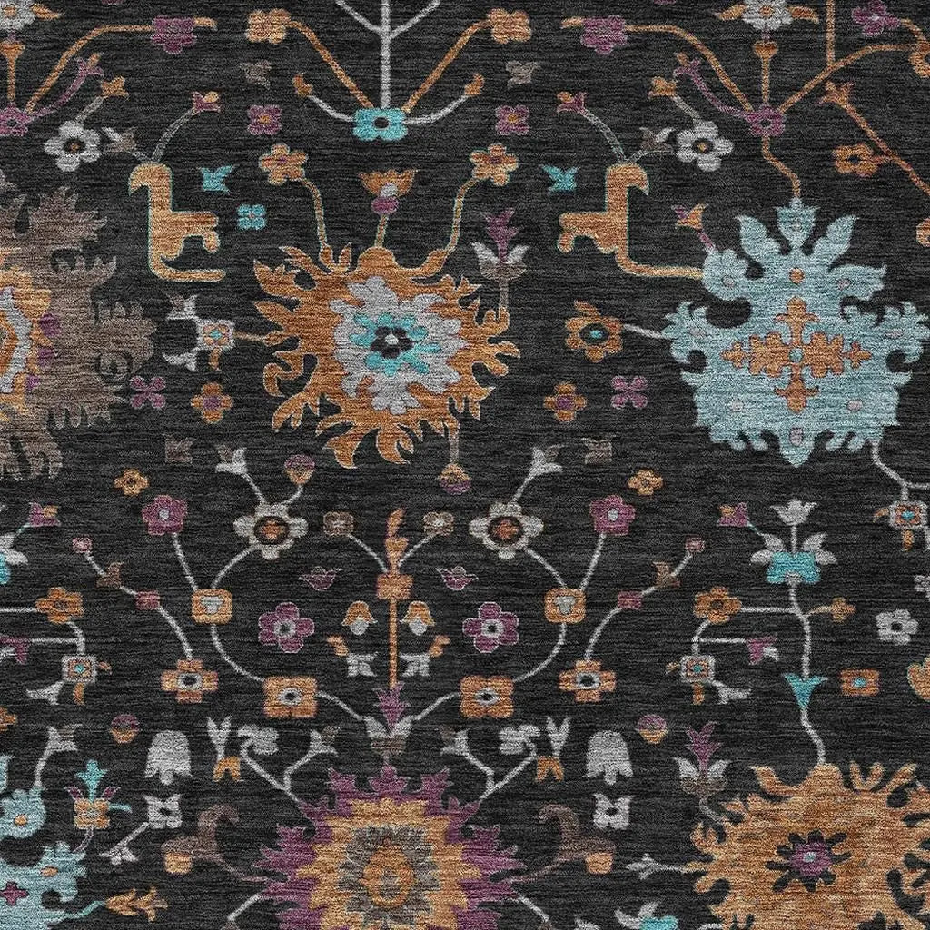3' X 5' Black And Teal Blue Faux Bois Washable Indoor Outdoor Area Rug Homeroots Outdoor